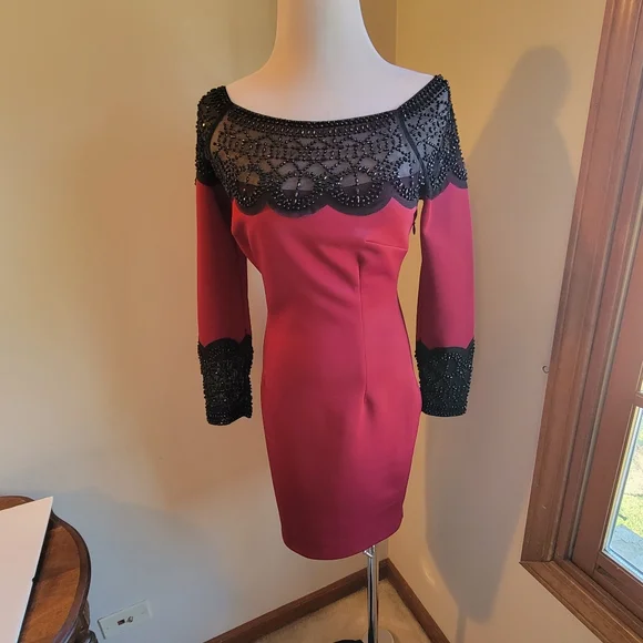 Alexia Admor XS Deep Red This is a beautiful alexia addmor Cocktail Dress Beaded - Picture 5 of 7